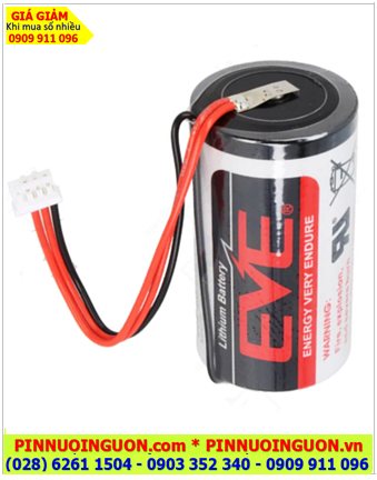 EVE ER34615 (Zắc trắng 3 holes), Pin nuôi nguồn PLC EVE ER34615 lithium 3.6v D 19000mAh chính hãng